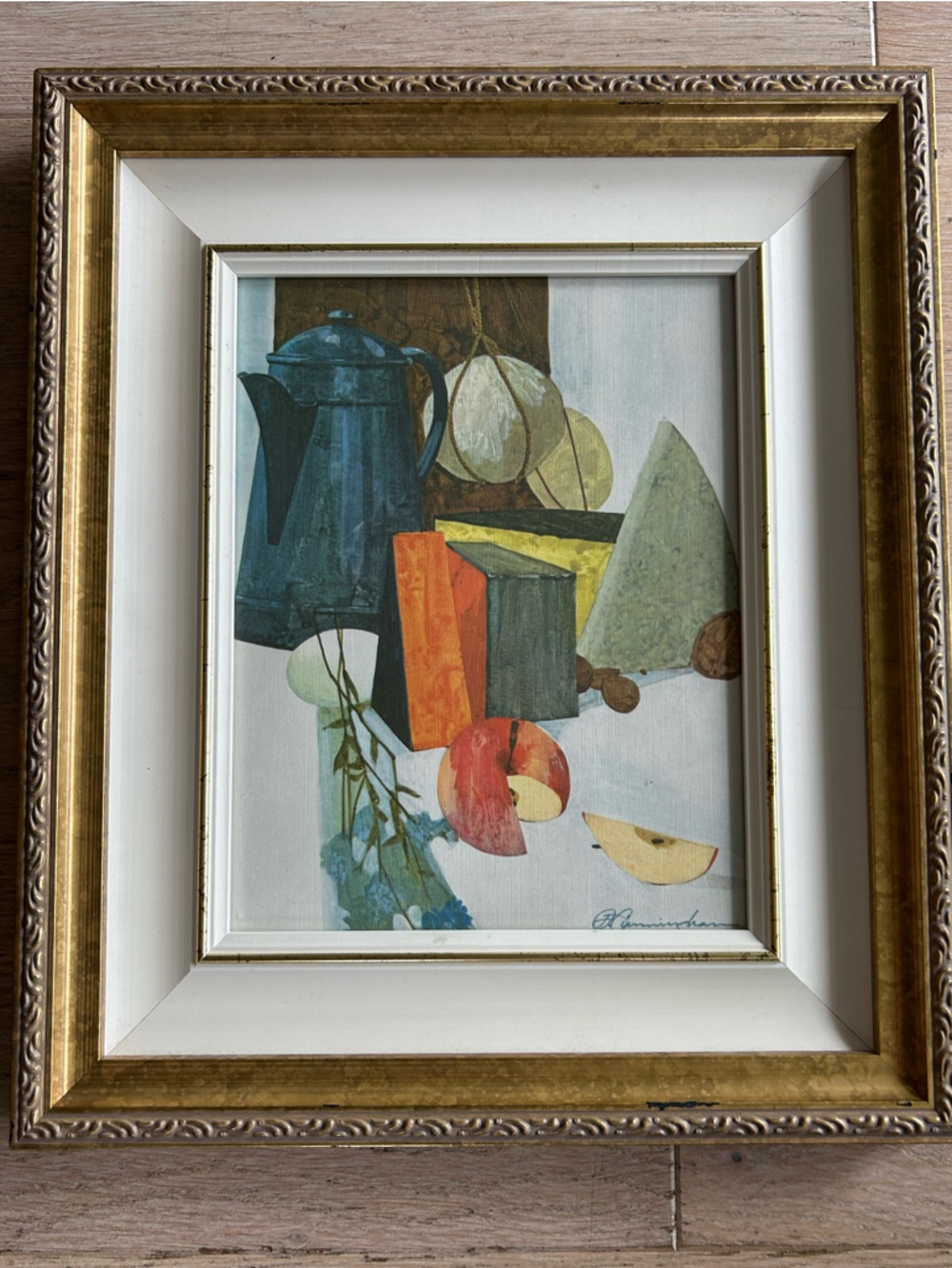 Vintage (1950s/1960s) Modernist still life print by artist David Cunningham.